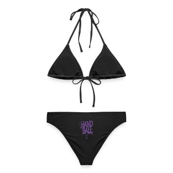 Graffiti de handball avec cœur - Bikini femme - noir - Dos - AI Model Female 172 light (172cm)