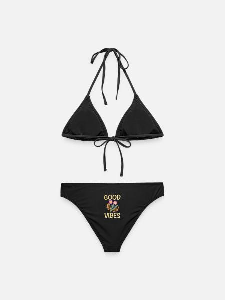 Gute Vibes Blumenmotiv - Frauen Bikini - Schwarz