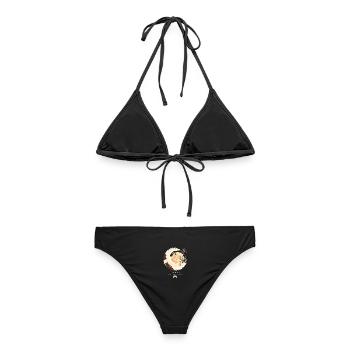 Koreanischer Kranich und Mond – Traditionelle Kuns - Frauen Bikini - Schwarz - Hinten - AI Model Female 172 light (172cm)