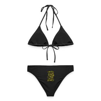 Skulls (Outlines Gelb) - Frauen Bikini - Schwarz - Hinten - AI Model Female 172 light (172cm)