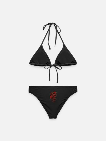 Crimson Heart Stammesrosen - Frauen Bikini - Schwarz
