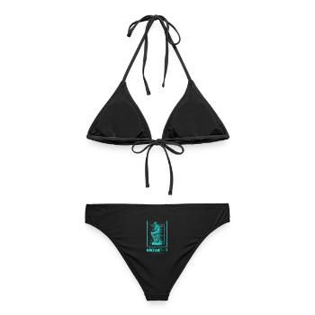 Statue au néon dans le cyberespace - Bikini femme - noir - Dos - AI Model Female 172 light (172cm)