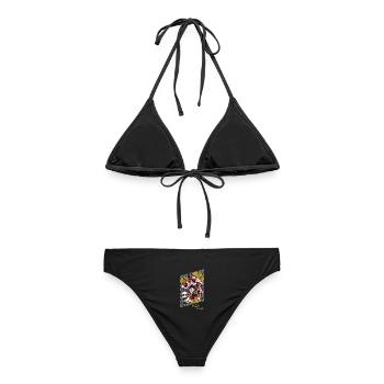 Koi Fisch Irezumi Adversity Ginkgo Design - Frauen Bikini - Schwarz - Hinten - AI Model Female 172 light (172cm)