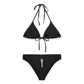 Zopf mit Vogelfedern - Frauen Bikini - Schwarz - Hinten - AI Model Female 172 light (172cm)