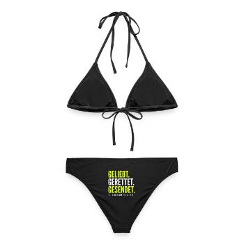 Geliebt. Gerettet. Gesendet. – 1. Johannes 4,10 - Frauen Bikini - Schwarz - Hinten - AI Model Female 172 light (172cm)