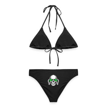 Skull with green fish eyes - Women's Bikini - black - Back - AI Model Female 172 light (172cm)