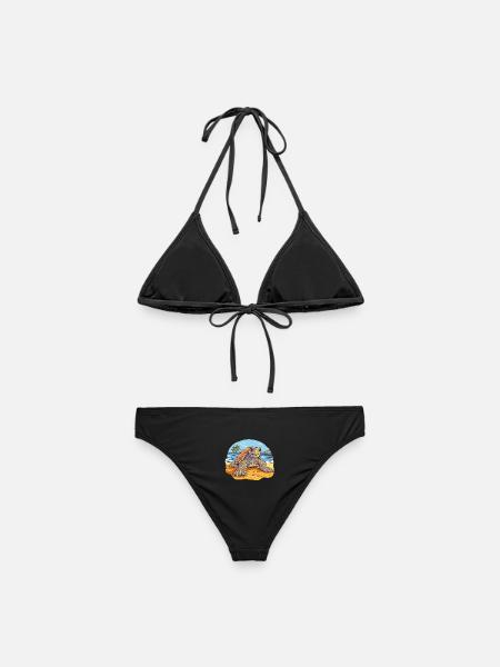 Schildkröte am Strand Illustration - Frauen Bikini - Schwarz