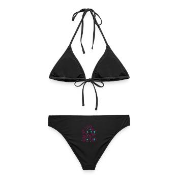 Ornement Neon Floral - Bikini femme - noir - Dos - AI Model Female 172 light (172cm)