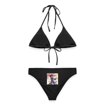 Ninja de la Lame Fleur en kimono - Bikini femme - noir - Dos - AI Model Female 172 light (172cm)