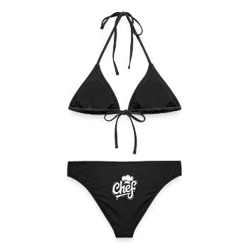 Chef Schriftzug mit Kochmütze - Frauen Bikini - Schwarz - Hinten - AI Model Female 172 light (172cm)