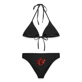 Roter biolumineszenter Laternenfisch - Frauen Bikini - Schwarz - Hinten - AI Model Female 172 light (172cm)