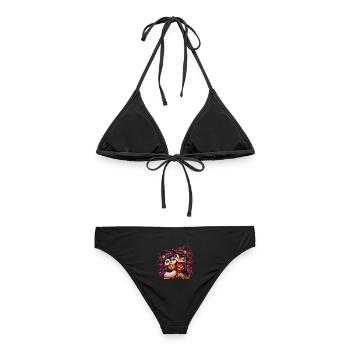 Pinguinkuschel (Yin-Yang) - Frauen Bikini - Schwarz - Hinten - AI Model Female 172 light (172cm)