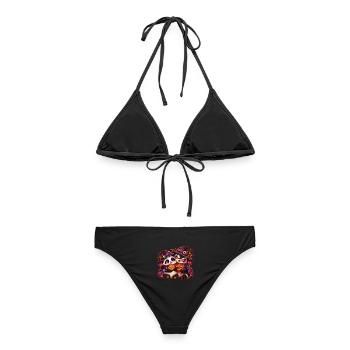 Pand'Halloween Panda-Kuschung (Yin-Yang) - Frauen Bikini - Schwarz - Hinten - AI Model Female 172 light (172cm)