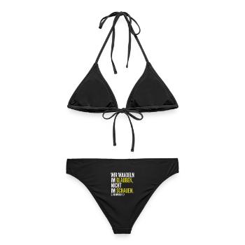 Wir wandeln im Glauben – 2. Korinther 5,7 - Frauen Bikini - Schwarz - Hinten - AI Model Female 172 light (172cm)