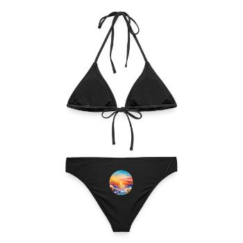 Coucher de soleil sur la mer - Bikini femme - noir - Dos - AI Model Female 172 light (172cm)