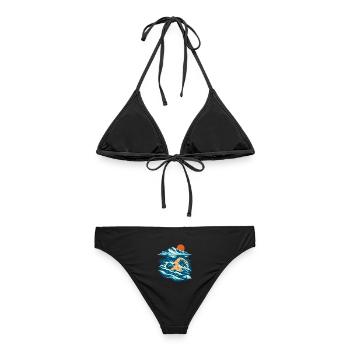 Eisbaden Bergsee - Frauen Bikini - Schwarz - Hinten - AI Model Female 172 light (172cm)