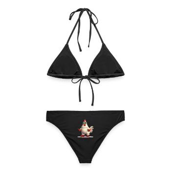 Temperamentvolle Henne mit Stiefeln - Frauen Bikini - Schwarz - Hinten - AI Model Female 172 light (172cm)