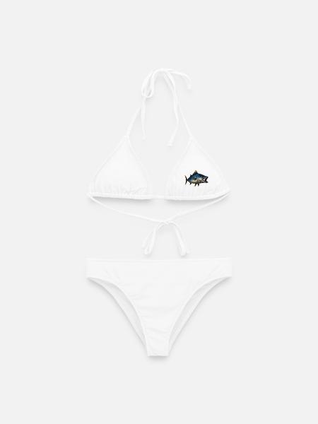Dynamischer Blauflossen-Thunfisch Illustration - Frauen Bikini - Weiß