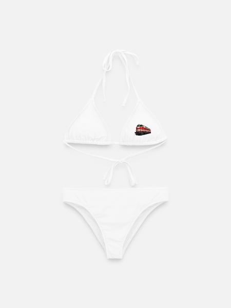 Rote Vintage Lokomotive Illustration BR 118 - Frauen Bikini - Weiß
