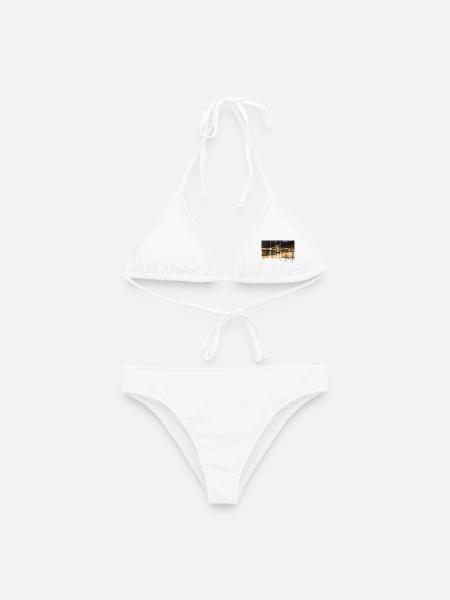 Budapest Kettenbrücke in Ungarn bei Nacht Souvenir - Frauen Bikini - Weiß