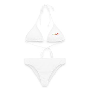 Retro Klavierspieler Evolution Pianist mit Piano - Frauen Bikini - Weiß - Vorne - AI Model Female 172 dark (172cm)