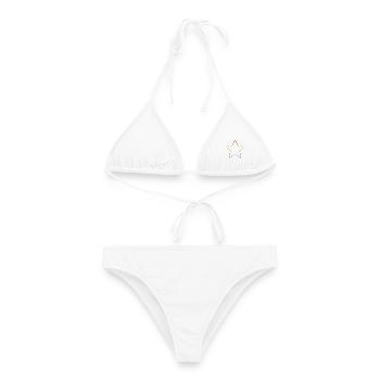 LGBTQI Regenbogen Stern Kontur lgbt csd tshirt - Frauen Bikini - Weiß - Vorne - AI Model Female 172 dark (172cm)