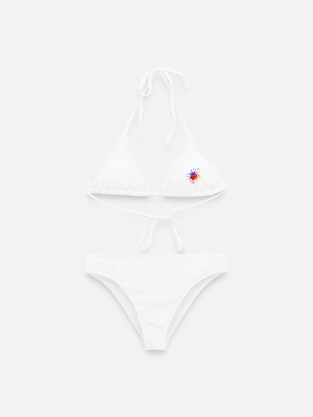Bunter Farbklecks - Farbverlauf Aquarell - Frauen Bikini - Weiß