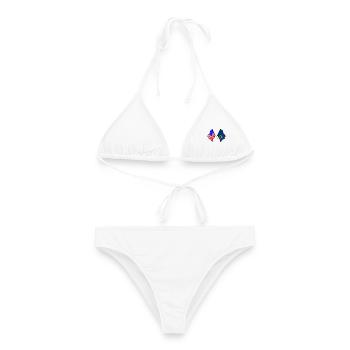 Flagge der USA und North Dakota gekreuzt - Frauen Bikini - Weiß - Vorne - AI Model Female 172 dark (172cm)