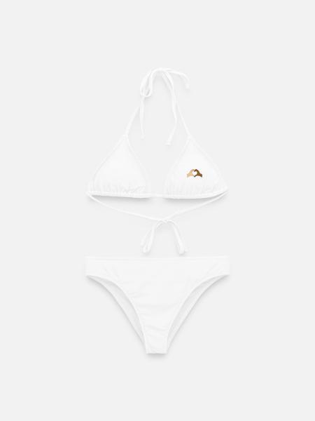 Coloured heart hand motif - customisable - Women's Bikini - white