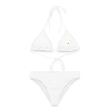 L’AUTHENTICITÉ GAGNE TOUJOURS – Citation motivationnelle en or - Bikini femme - blanc - Devant - AI Model Female 172 dark (172cm)