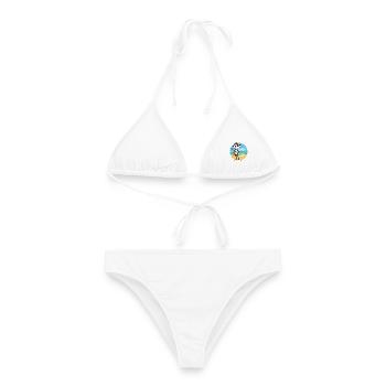 „Kopf aus - Meer an“ Strichel im Urlaubsmodus.🌞 - Frauen Bikini - Weiß - Vorne - AI Model Female 172 dark (172cm)