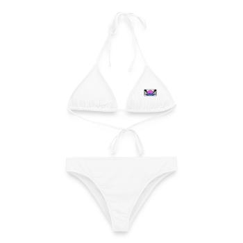 Graphisme de coucher de soleil en palmiers décapotables - Bikini femme - blanc - Devant - AI Model Female 172 dark (172cm)