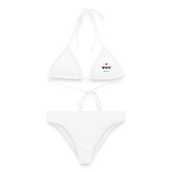 Junggesellinnenabschied. BRAUT. TEAM. TEAM MARIEE. ZUKÜNFTIGE BRAUT - Frauen Bikini - Weiß - Vorne - AI Model Female 172 dark (172cm)