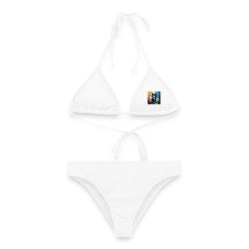 Trio bunter Katzen - Frauen Bikini - Weiß - Vorne - AI Model Female 172 dark (172cm)