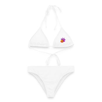 Fledermaus- und Kürbis-Halloween-Zauber - Frauen Bikini - Weiß - Vorne - AI Model Female 172 dark (172cm)
