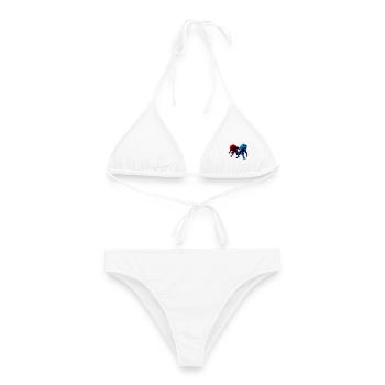 Zweifarbige Wölfe im Angriff - Frauen Bikini - Weiß - Vorne - AI Model Female 172 dark (172cm)