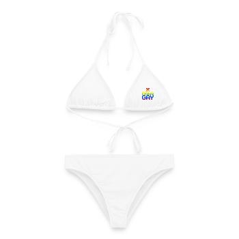 Proud Gay (farbenfroh) - Frauen Bikini - Weiß - Vorne - AI Model Female 172 dark (172cm)