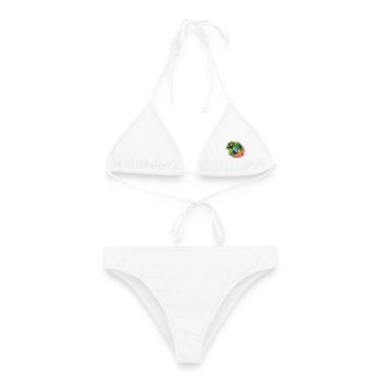 ara mit Palmblättern - Frauen Bikini - Weiß - Vorne - AI Model Female 172 dark (172cm)