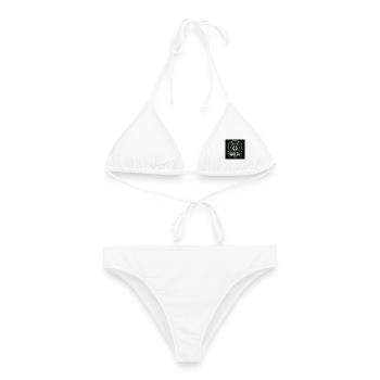 Team Wolf Namensschild Familienname Firma Name - Frauen Bikini - Weiß - Vorne - AI Model Female 172 dark (172cm)
