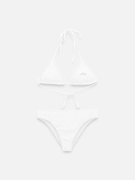 Azurblaue Wellenlinien mit Delfin - Frauen Bikini - Weiß