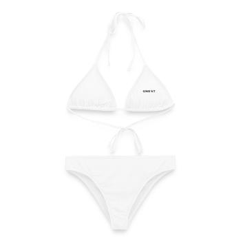 GAND – Typographie en brique gothique - Bikini femme - blanc - Devant - AI Model Female 172 dark (172cm)