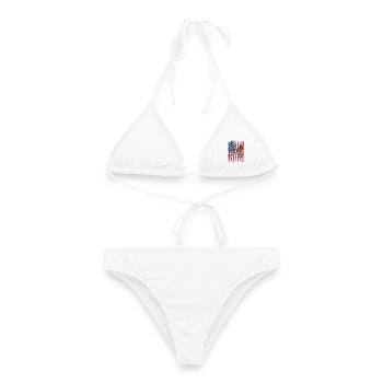 Drapeau américain du vélo de cross, - Bikini femme - blanc - Devant - AI Model Female 172 dark (172cm)