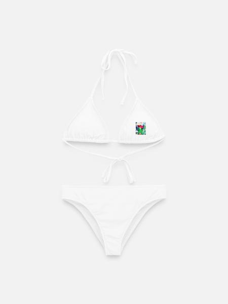 Aquarellblumen im Farbmeer - Frauen Bikini - Weiß
