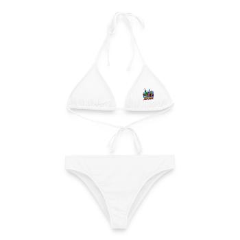 Neon NY Skyline und Freiheitsstatue - Frauen Bikini - Weiß - Vorne - AI Model Female 172 dark (172cm)