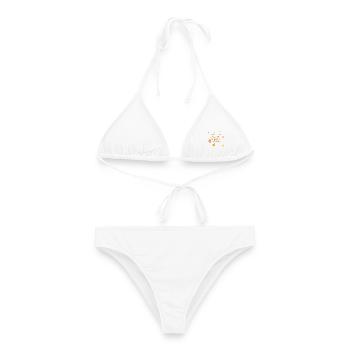Blätter fallen, der Herbst ruft – Herbstzitat - Frauen Bikini - Weiß - Vorne - AI Model Female 172 dark (172cm)