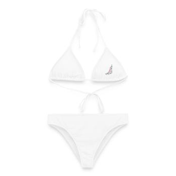 Notenschluessel und Noten, bunt - Frauen Bikini - Weiß - Vorne - AI Model Female 172 dark (172cm)