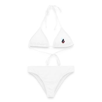 krähe, Rosenblüte, Mondsichel, goth, Vögel - Frauen Bikini - Weiß - Vorne - AI Model Female 172 dark (172cm)