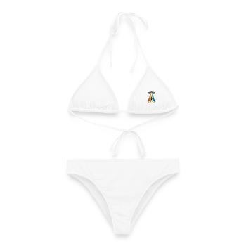 Rainbow Beam UFO-Entführung - Frauen Bikini - Weiß - Vorne - AI Model Female 172 dark (172cm)