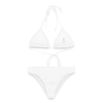 Go With The Tide – Seepferdchen Meeresmotiv - Frauen Bikini - Weiß - Vorne - AI Model Female 172 dark (172cm)