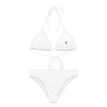 Eleganter Weihnachtsbaum mit goldenen Ornamenten - Frauen Bikini - Weiß - Vorne - AI Model Female 172 dark (172cm)